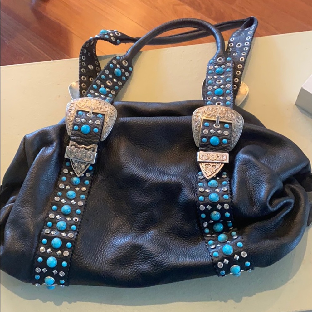 Leather buckle handbag